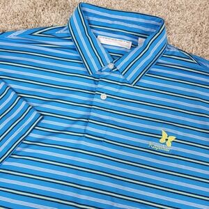 Carnoustie Kapalua Mens 2XL Blue Striped Performance Stretch Golf Polo SS